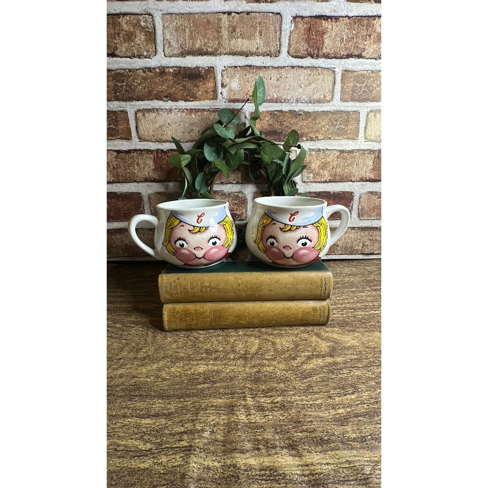 Set of 2 Vintage 2000 Campbell's Soup Kid Ceramic Soup Mugs